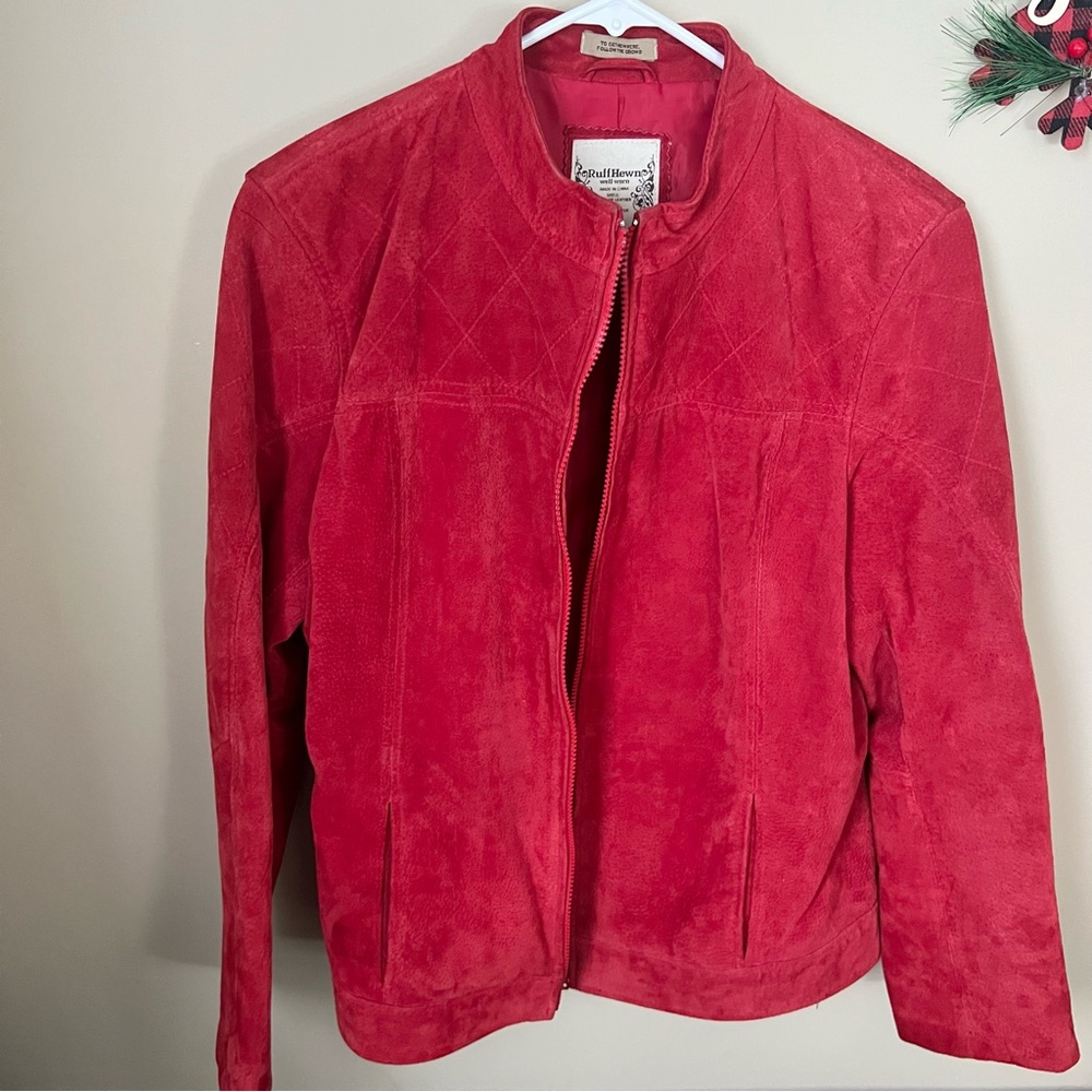 Ruff Hewn Vibrant Red Leather Jacket Size L